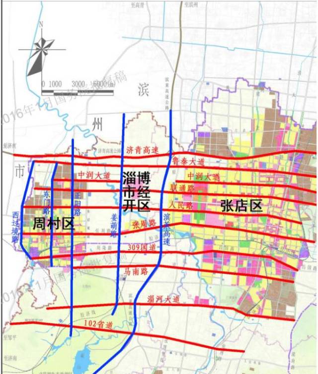 十条东西向道路和五条南北向道路, 构成了周村对接张店及五区三县的