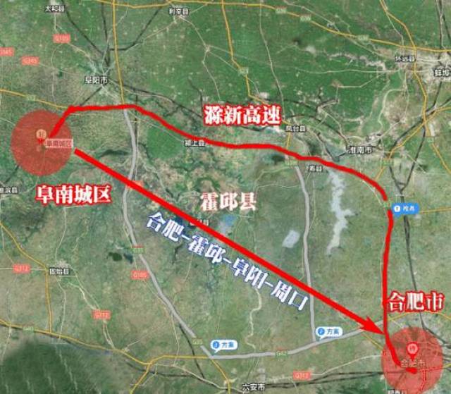 合肥-霍邱-阜阳高速公路规划起于合肥市吴山附近接合淮高速,寿县安
