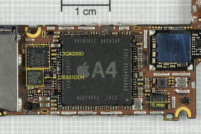 iphone4中的加速度传感器芯片