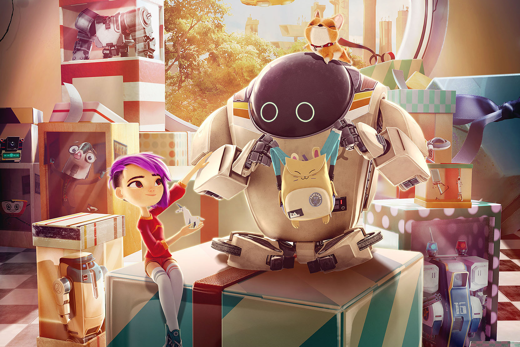 《未来机器城》发彩蛋片段 主角小麦与机器人互动温情满满