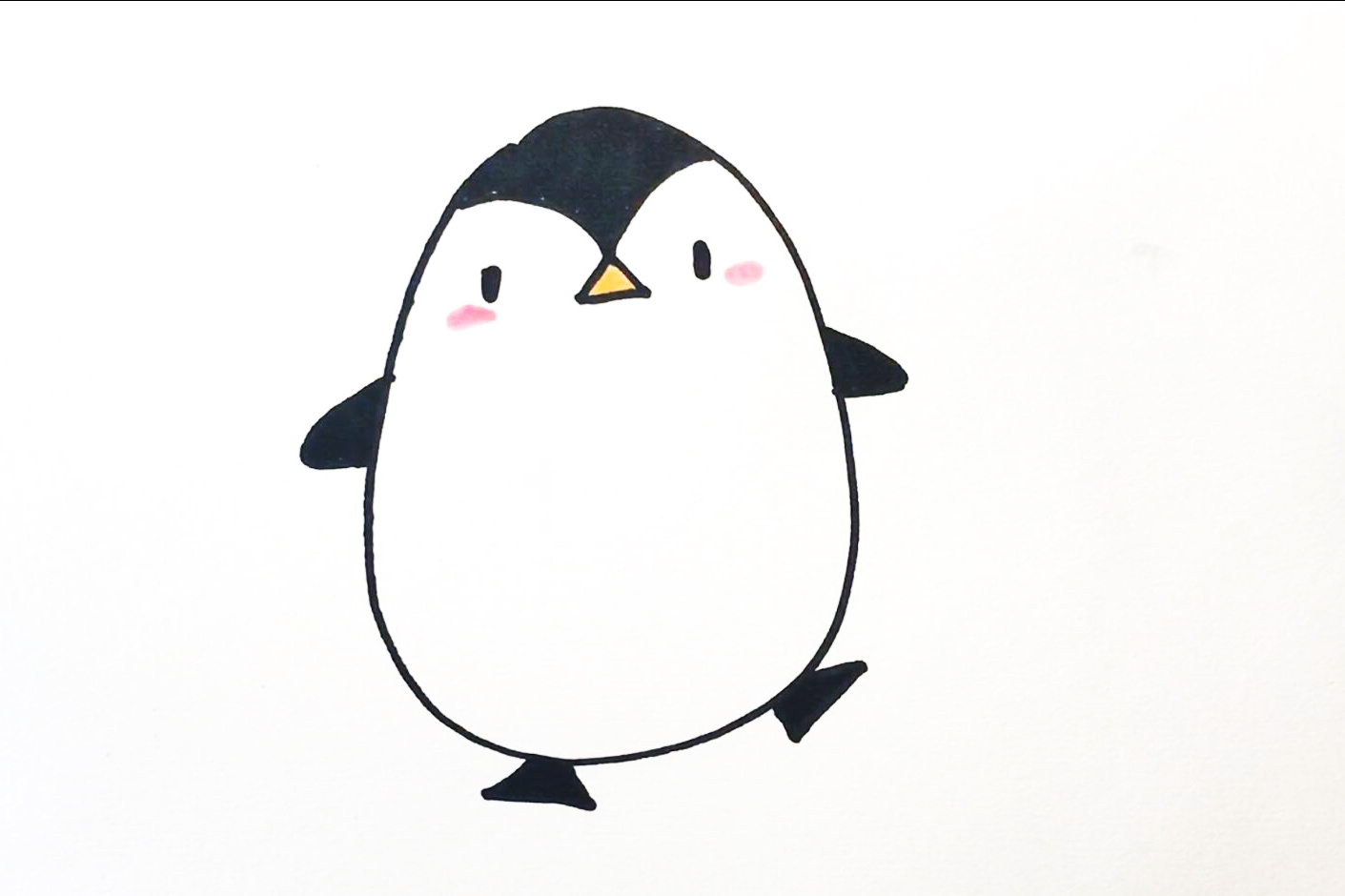 简笔画教程画只可爱的小企鹅在手抄报里大人小孩都能画