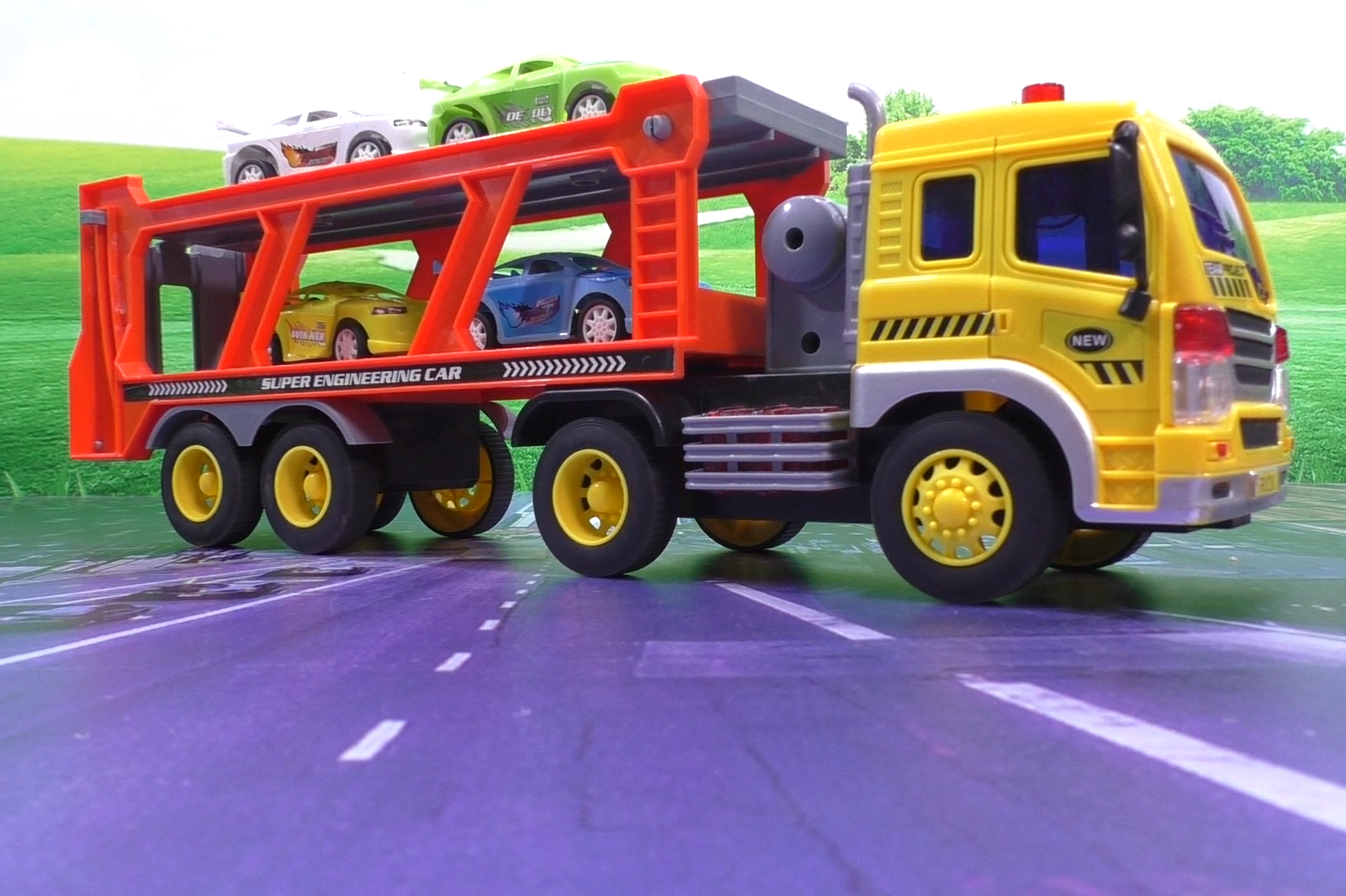 儿童益智玩具车大全 拖挂平板车运输小汽车模型表演 育儿亲子视频