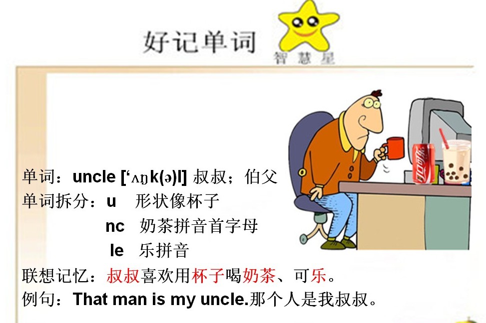 "联想记忆法"快速记忆小学英语单词uncle,aunt_手机搜狐网
