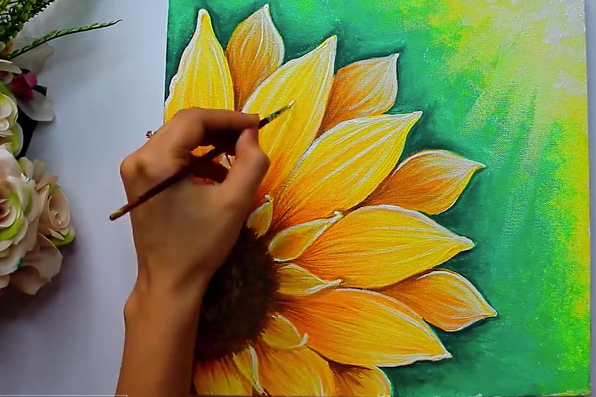 创意儿童画水粉画美丽的向日葵