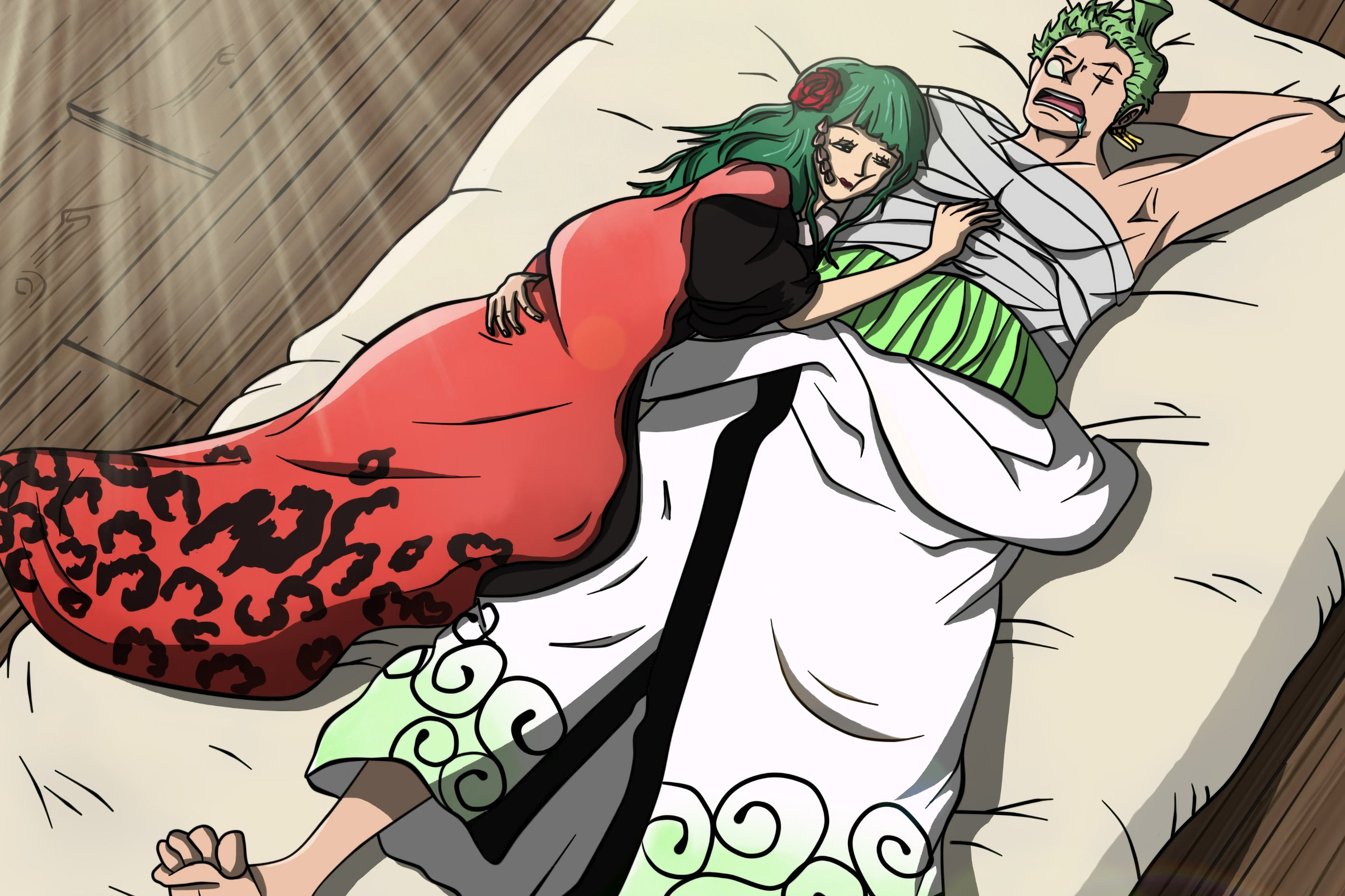 古伊娜和索隆两人从小青梅竹马,是索隆一次也没有赢过的女人.