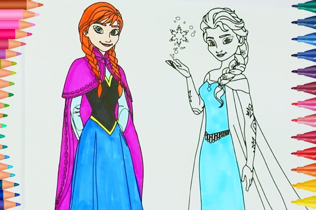 儿童益智趣味亲子画画:美丽的迪士尼艾莎和安娜公主!