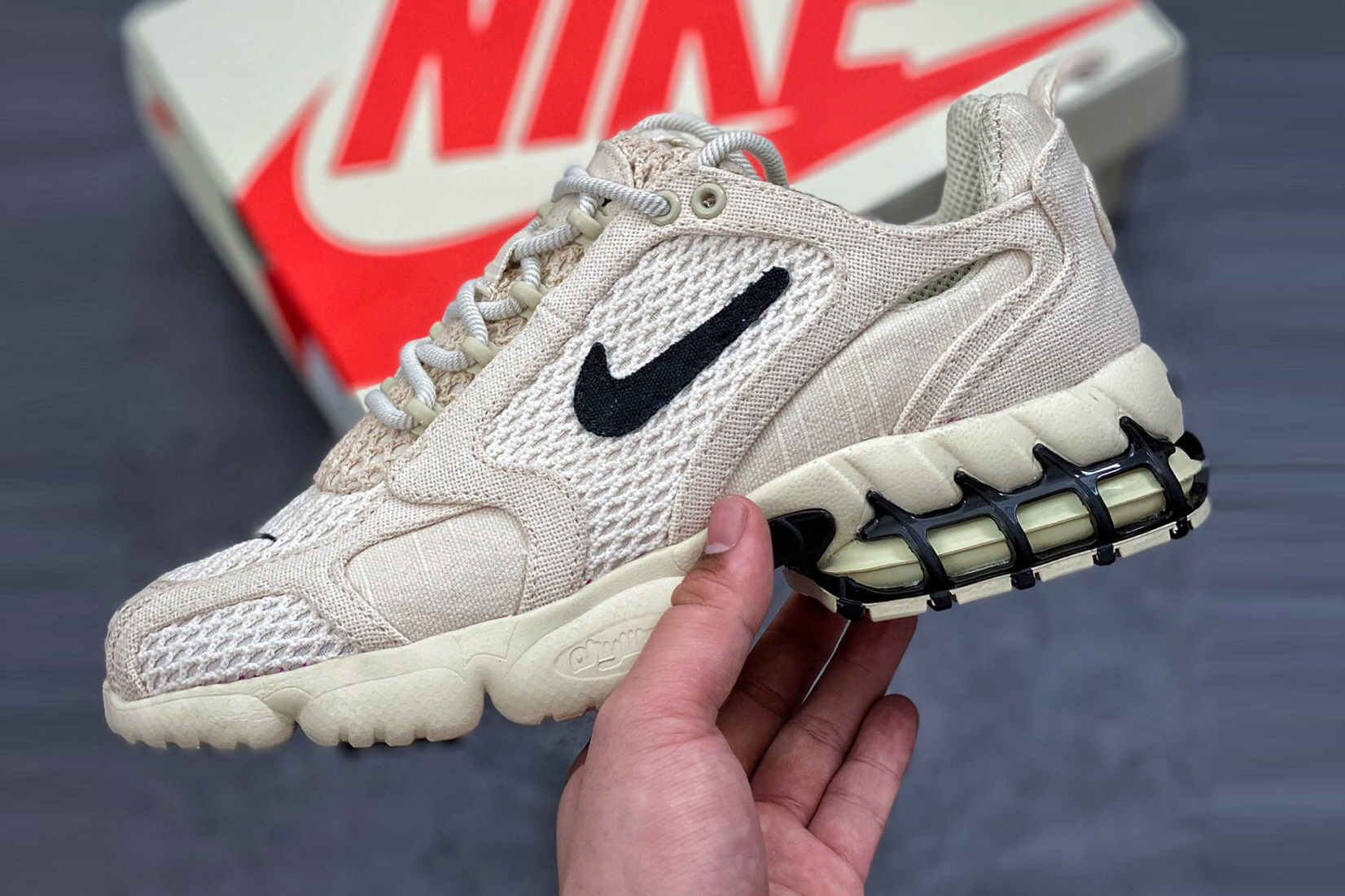 耐克斯图西联名 stussy x nike air zoom spiridon cg   沙漠黄复古