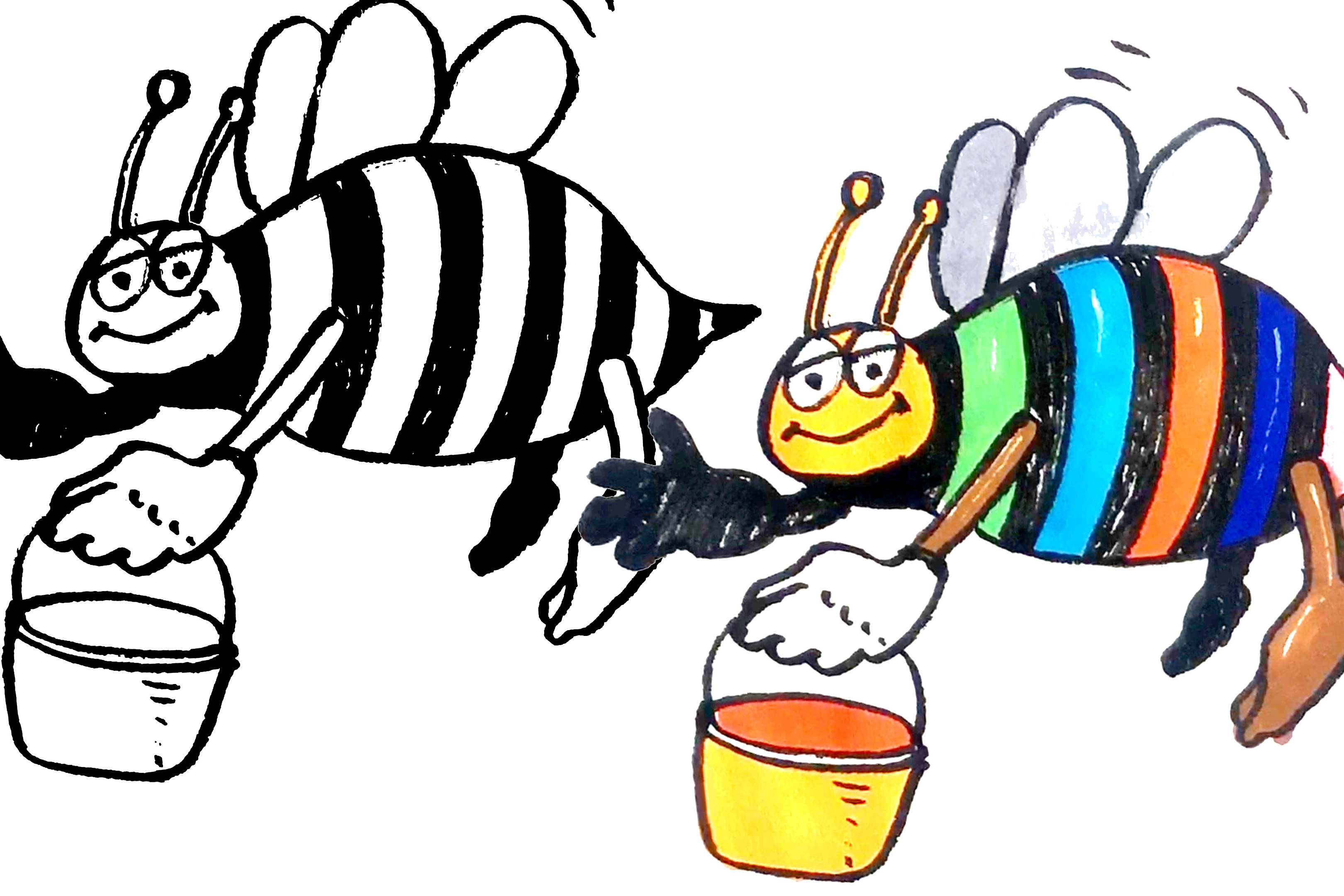 卡通小蜜蜂简笔画涂色图片