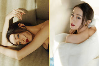 好绝！迪丽热巴穿丝绒长裙秀香肩 眼神魅惑勾人