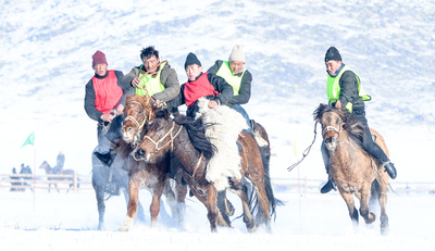 实拍新疆青河哈萨克族叼羊比赛雪地上赛马赛况空前-搜狐大视野-搜狐新闻