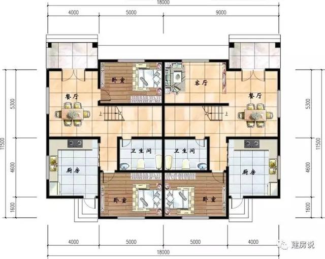 10款兄弟双拼农村别墅户型图