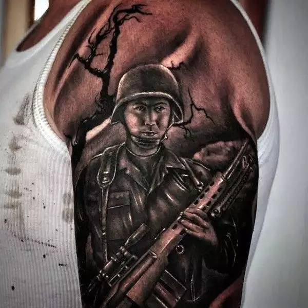 军人纹身纪念图片