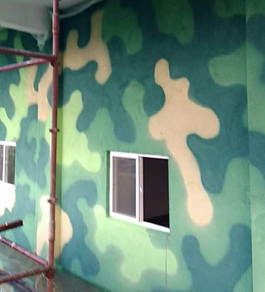 军用外墙迷彩涂料施工图片