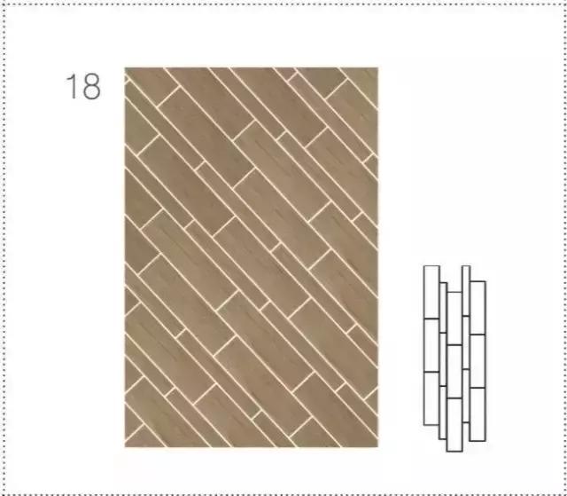 常用木纹砖的铺贴方式,除了与传统的陶瓷墙地砖一样的工字形,井字形中