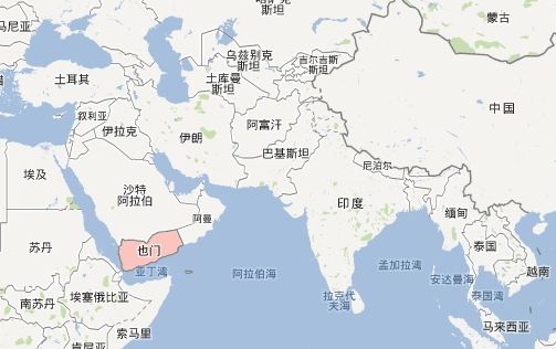 也门地理位置地图图片