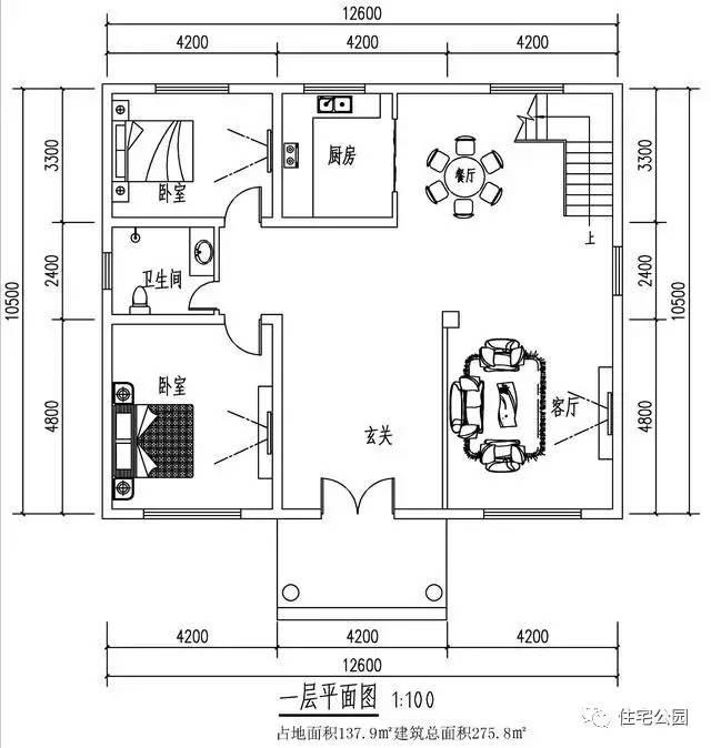 6x10.5米農村2層自建房,方正戶型,經典實用!