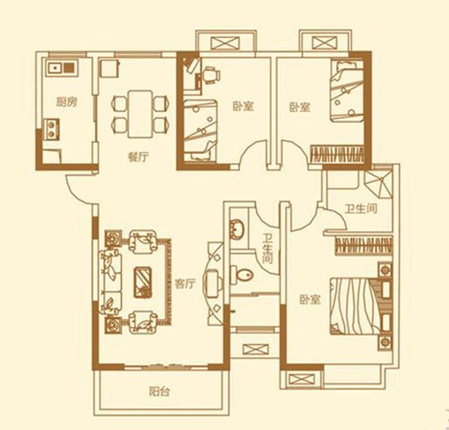 其它 正文 小区名称: 建业壹号城邦 户型:130平方三室两厅 设计风格