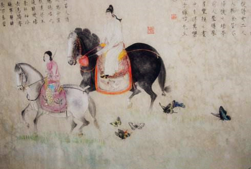 踏花归来马蹄香 国画图片