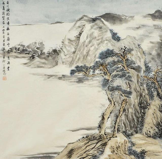 杨飞的国画山水作品气势磅礴,给人变幻莫测的美感