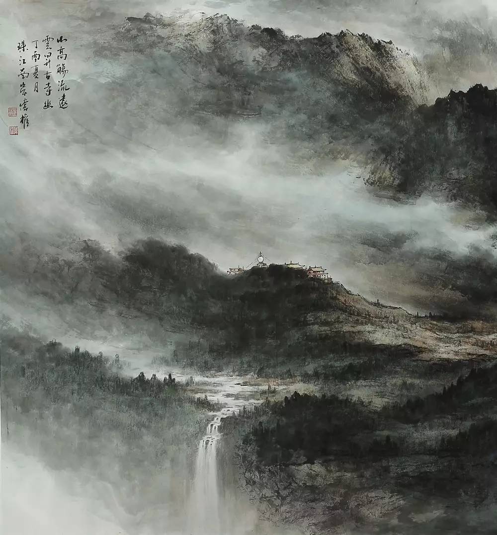 国画林伟权落笔处自成山水赏画人在画中游