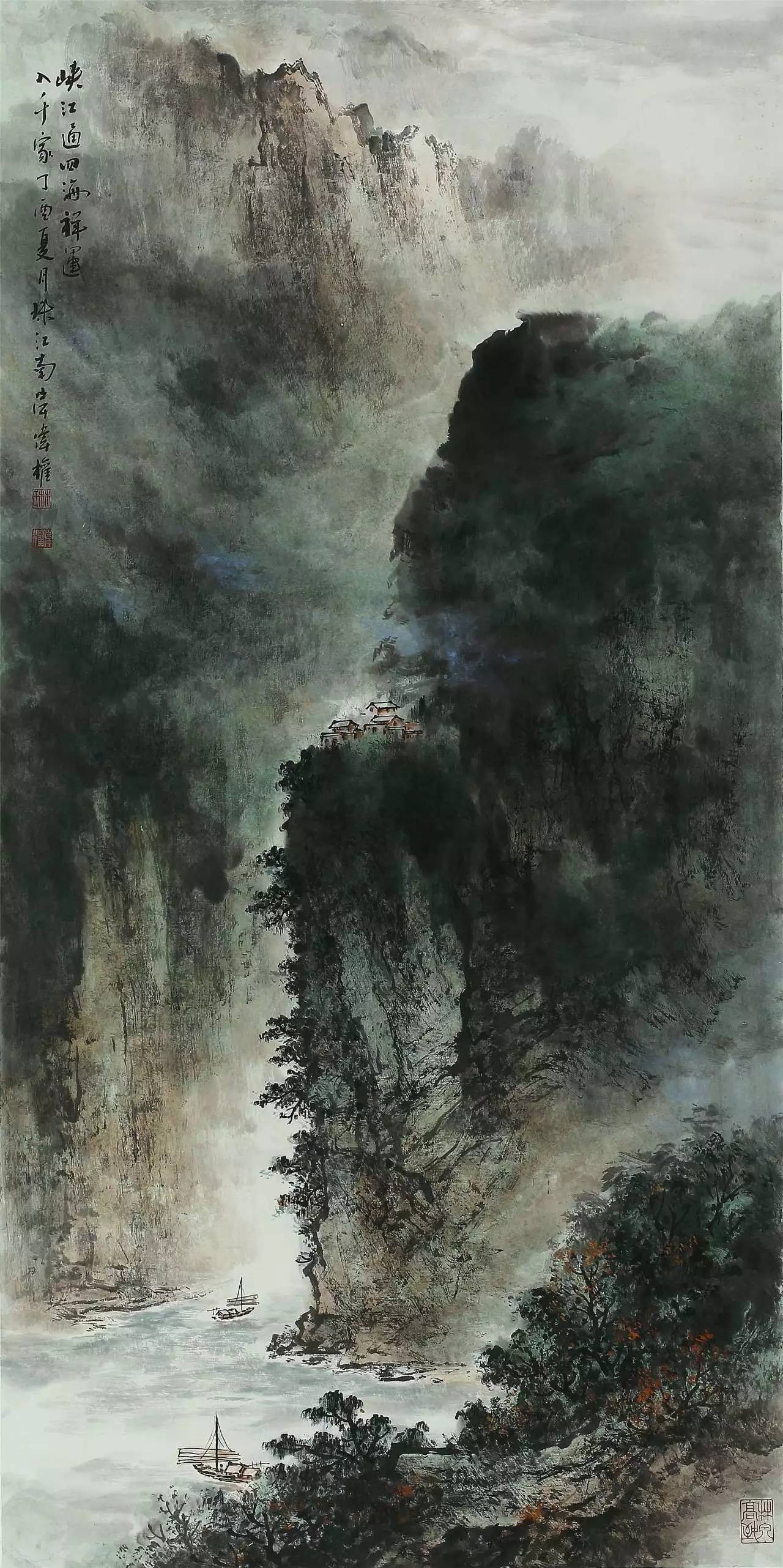 国画林伟权落笔处自成山水赏画人在画中游