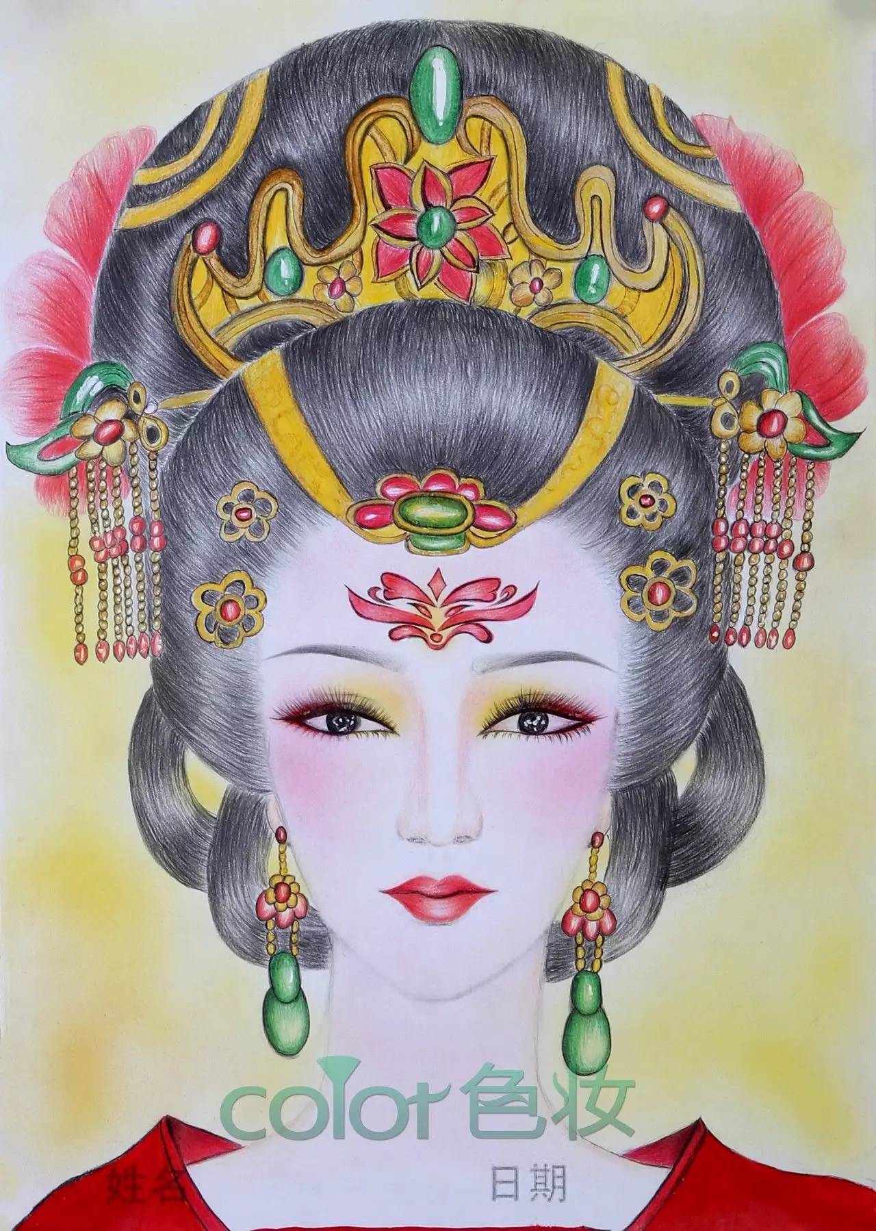 中式新娘纸妆图图片