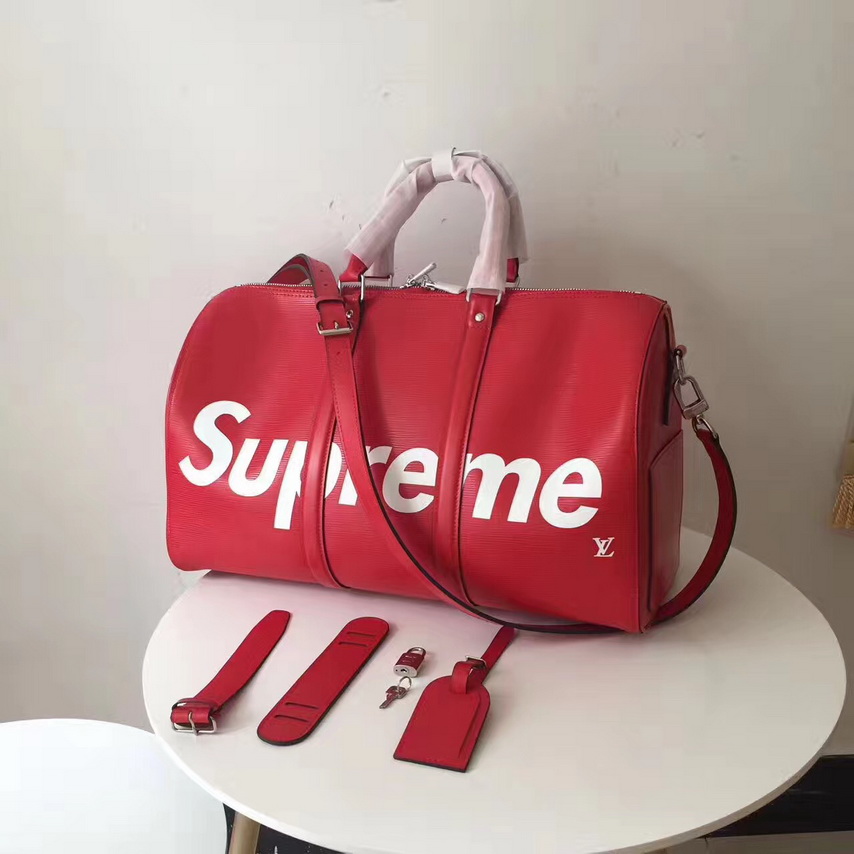 路易威登lv supreme keepall 旅行袋45 联名限量款合作系列M53419 红色