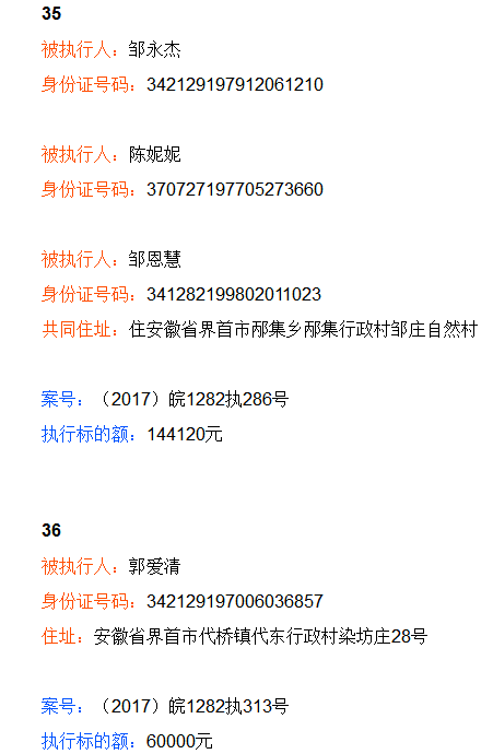 安徽省凤阳县老赖名单图片