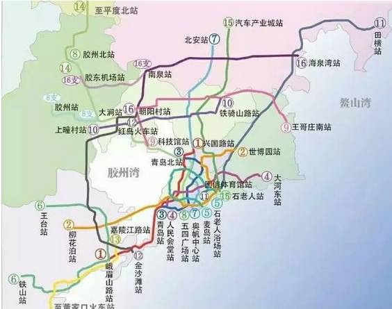 下图为青岛地铁总体规划线路图,其中包含即墨三纵一横地铁线路即墨市