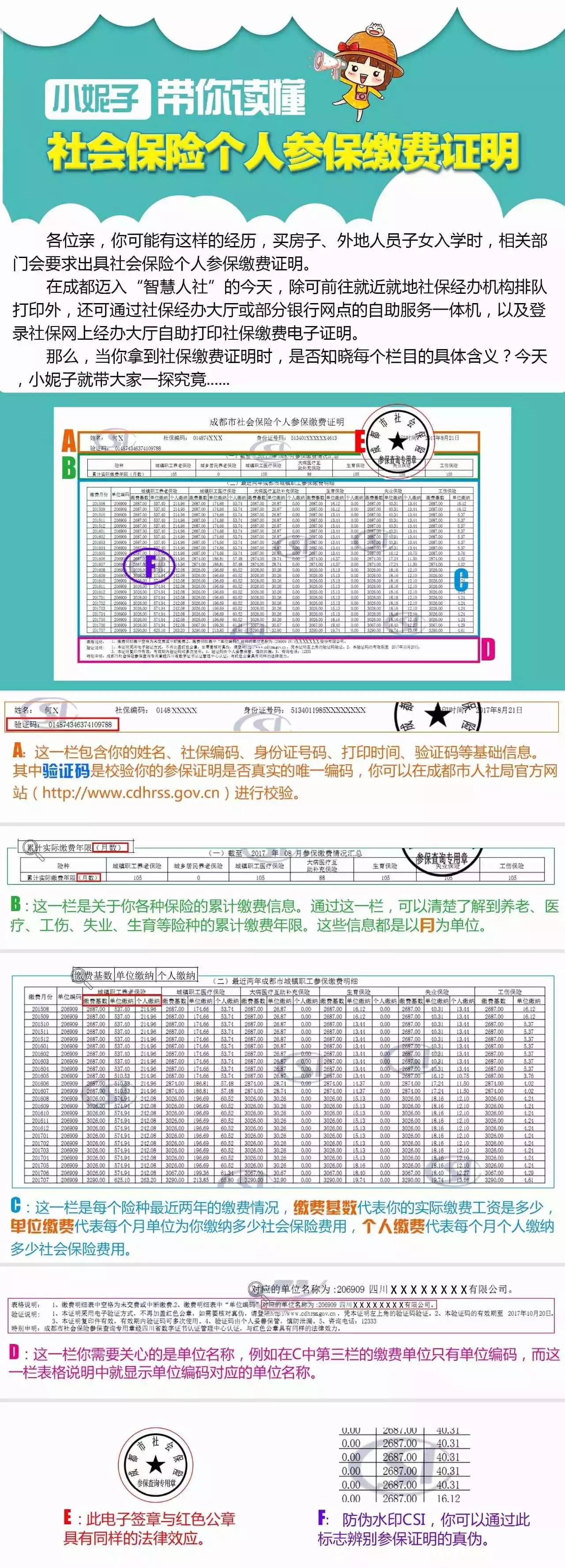 小妮子帶你讀懂社會保險個人參保繳費證明