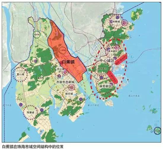 西接斗門井岸,南與金灣航空新城隔珠海大道而望,處於珠海地理幾何中心