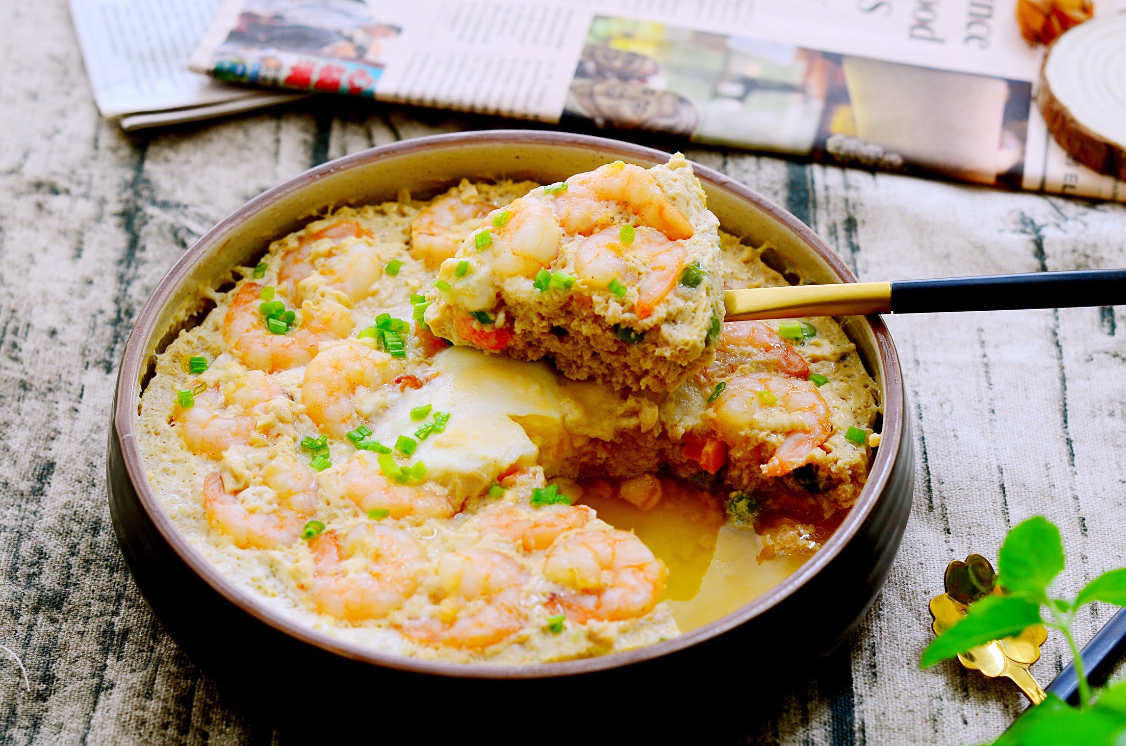 虾仁肉末蒸鸡蛋图片