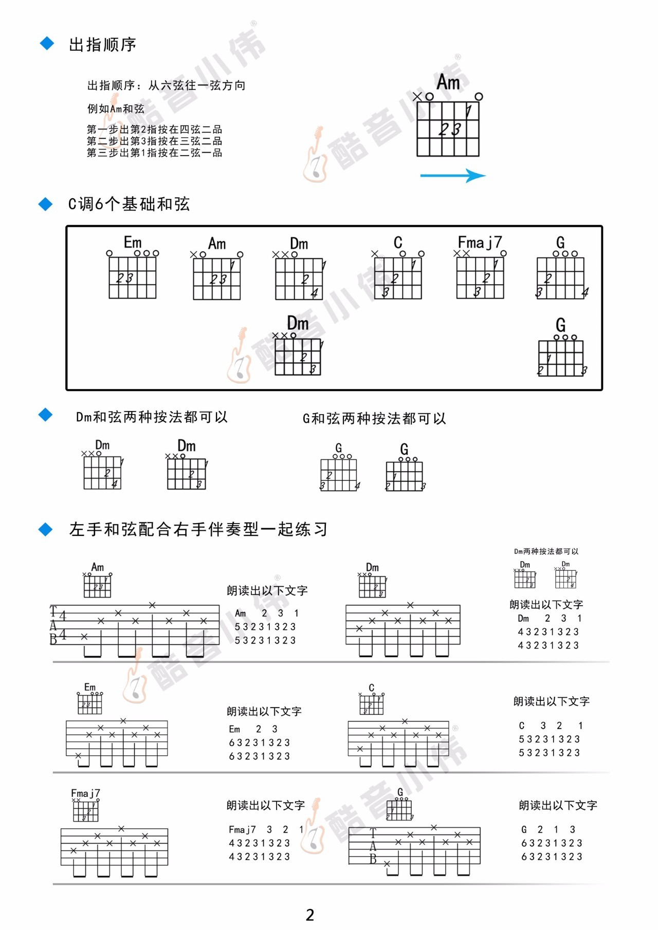 【第六课:学c调基础和弦】酷音小伟吉他教学入门