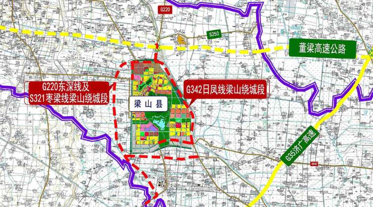 梁山绕城改建工程路基桥涵全部完成,已经进入大面积路面工程施工阶段