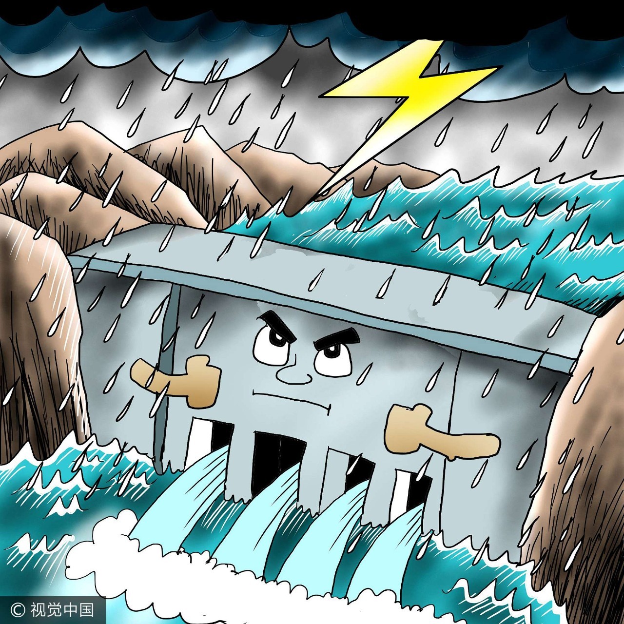 洪水泛滥卡通图片