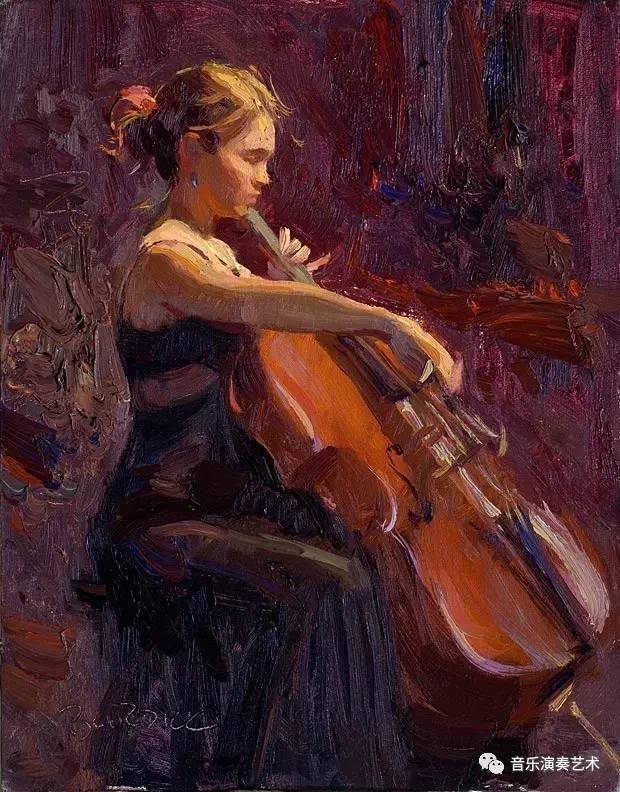 欧美大提琴油画图片