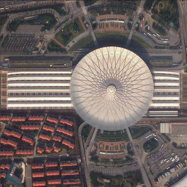 上海虹桥火车站俯视图图片