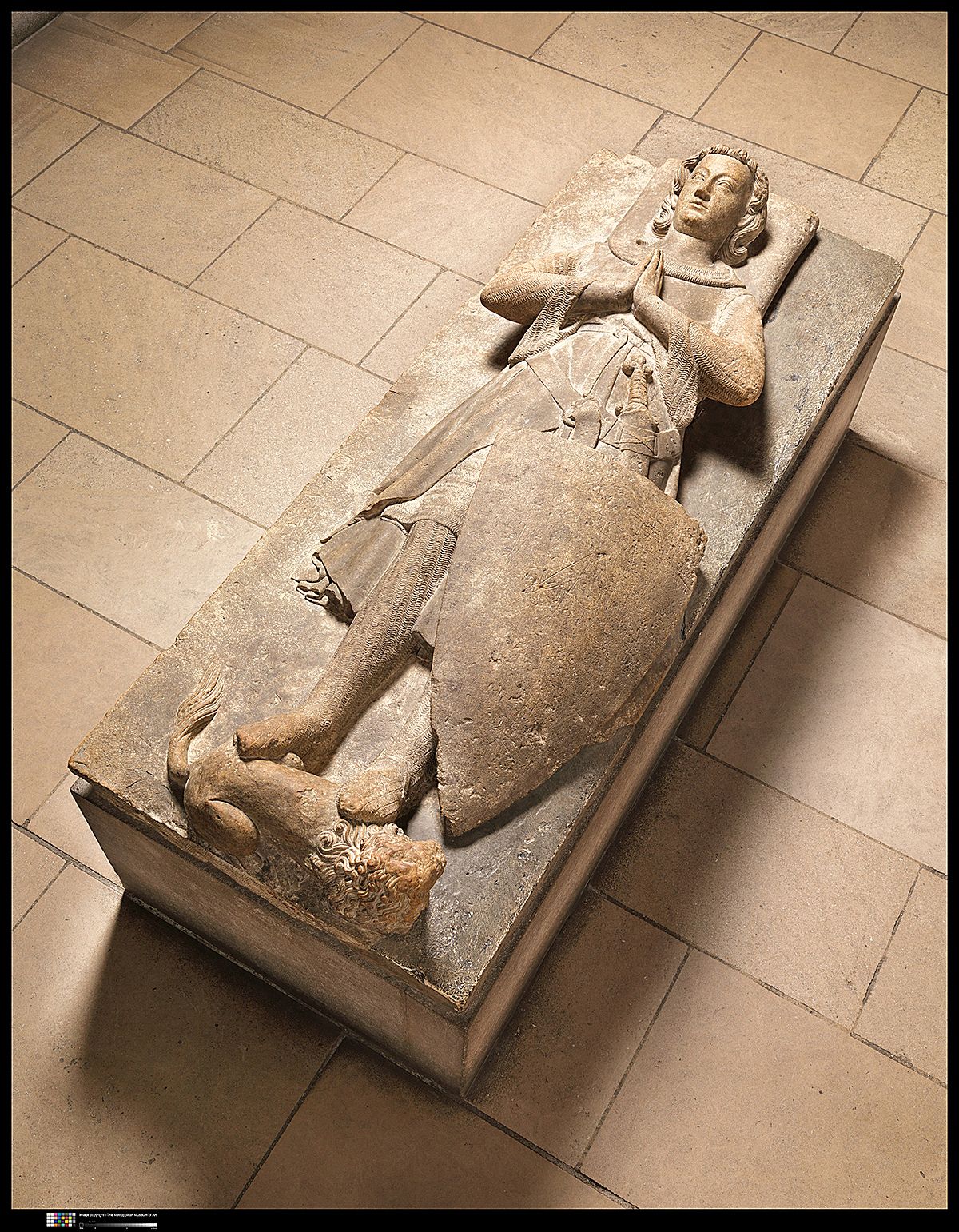 tomb effigy of jean dalluye, mid-13th century french