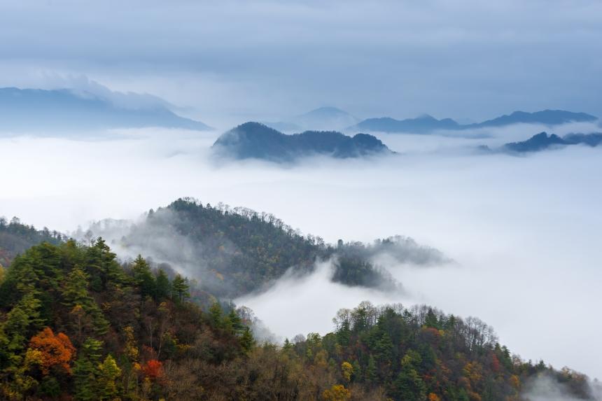 她就是大巴山最後的秘境飛渡峽雲海,進入秋季,陝南進入多雨季節,陰雨