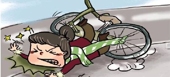 骑车摔倒漫画图片