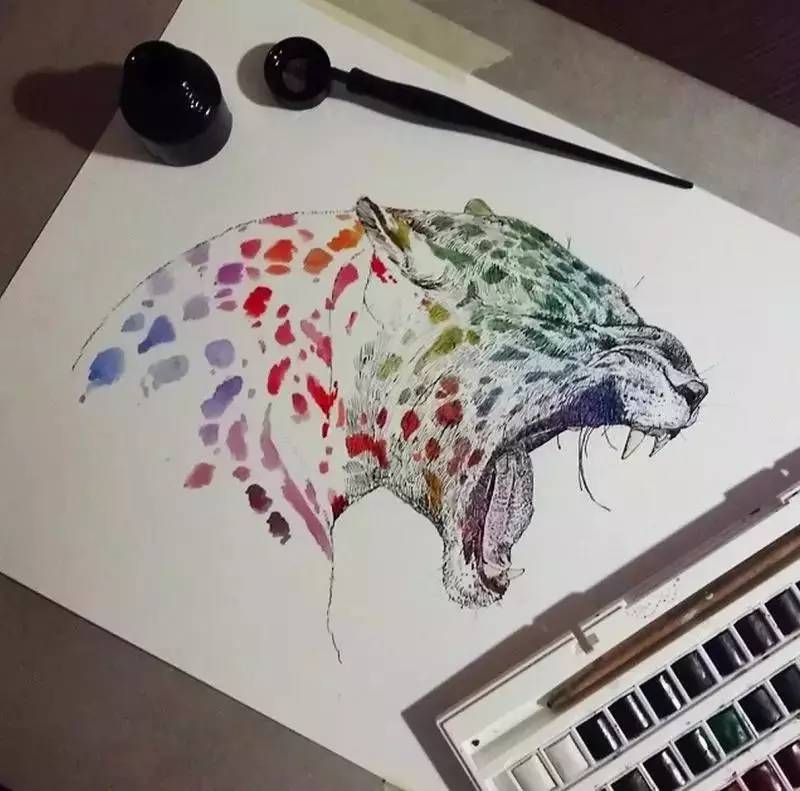 彩色点点构成的精致动物绘画作品密恐患者会怕吗