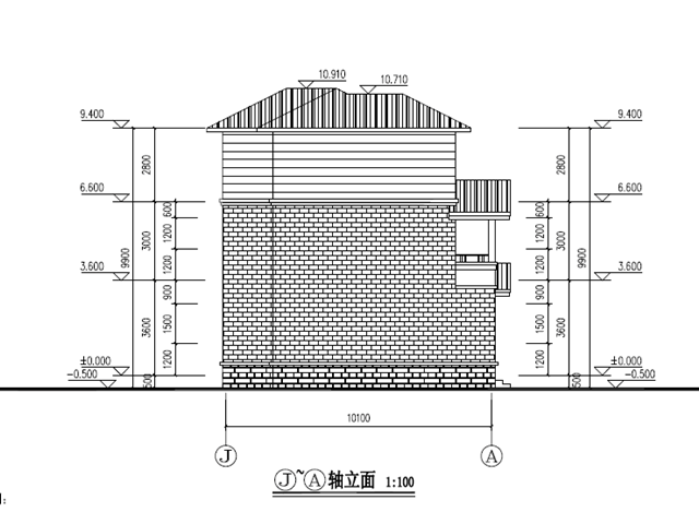 新农村三层房屋设计cad施工图纸