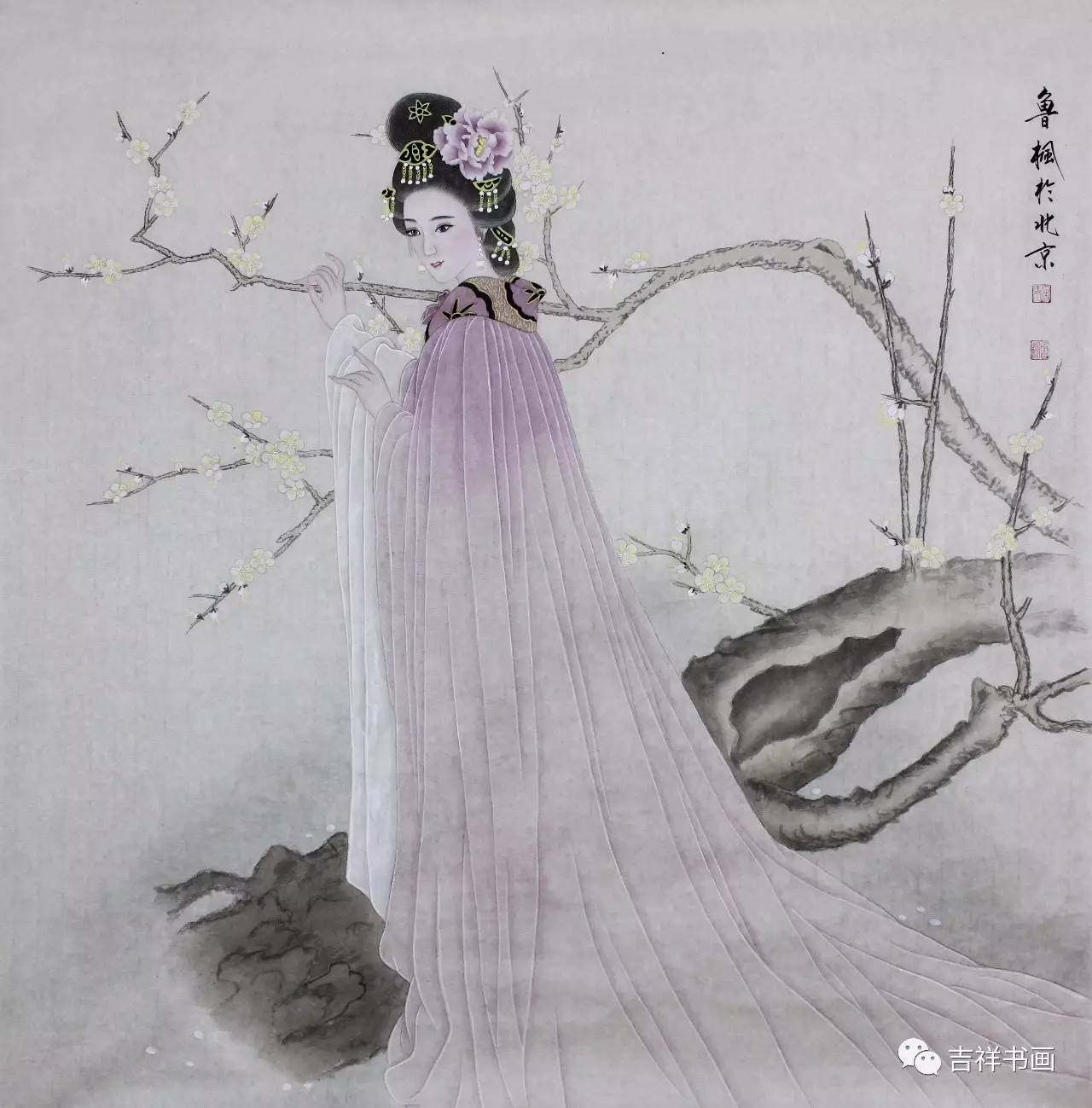 古代女子赏梅花图片图片