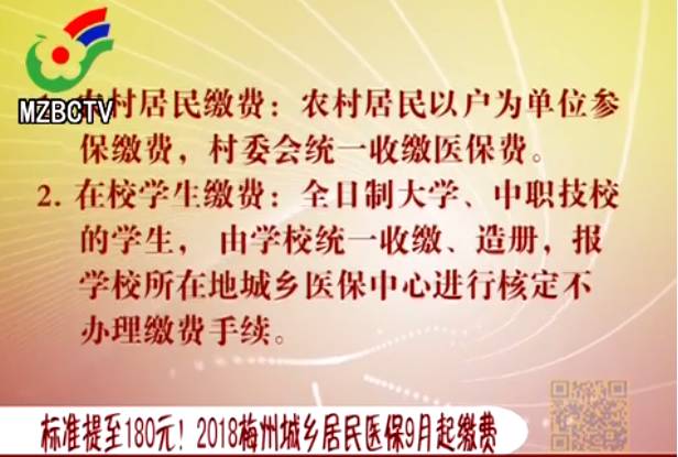 2018年度城鄉居民基本醫療保險參保繳費將從9月1日開始,至11月30日止.