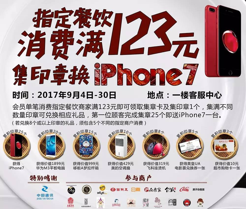 滿123元就能換iphone7!怡豐城三週年就是這麼屌!