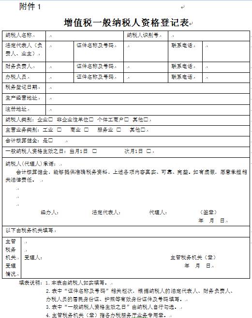 注意了一般納稅人資格認定管理辦法有變化