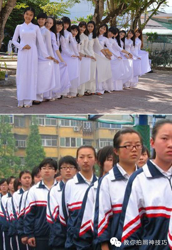 越南校服对比中国校服图片