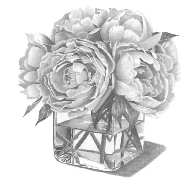 用铅笔绘制浪漫,玫瑰花束超详细素描教程