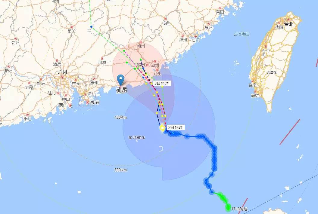 據汕尾市氣象局3日08時40分發布的消息,3日8時,颱風