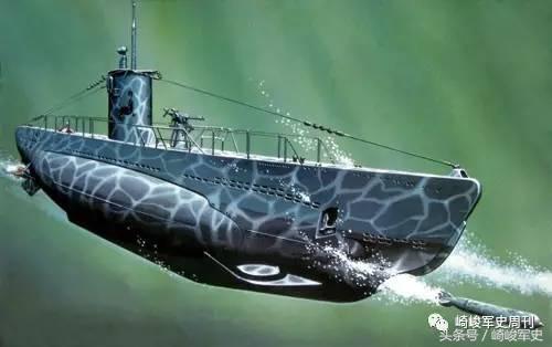 这幅画作表现了iic型潜艇在水下发射鱼雷的场面